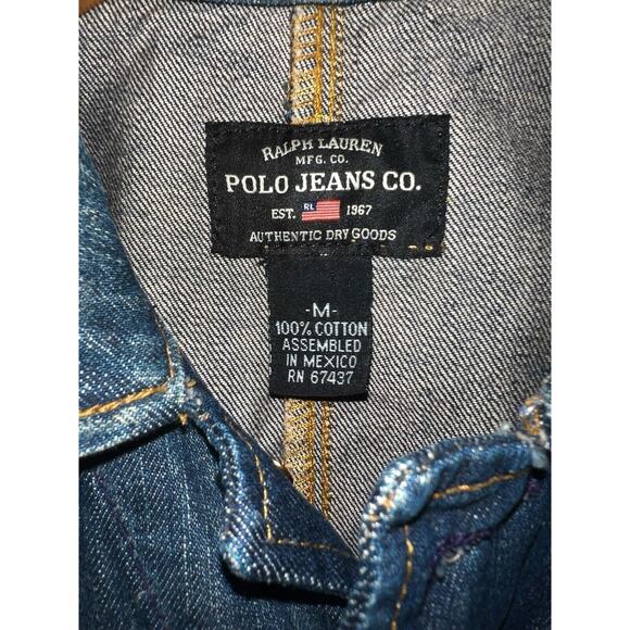 VINTAGE POLO JEANS CO RALPH LAUREN BLUE DENIM JACKET SZ M MEDIUM - Picture 4 of 4